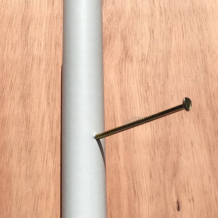 Nail in a water pipe